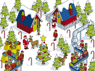 Merry Christmas! advertising animation characters christmas design graphic illustration illustrator isometric pixel art santa vector