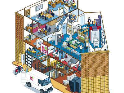 1st Byte Virtual Building Tour buildings cutaway design detail graphic illustration illustrator interactive isometric pixel art plan vector