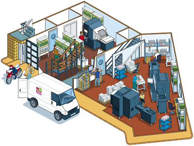 1st Byte Virtual Building Tour Ground Floor building cutaway design detail graphic illustration illustrator interactive isometric pixel art plan vector