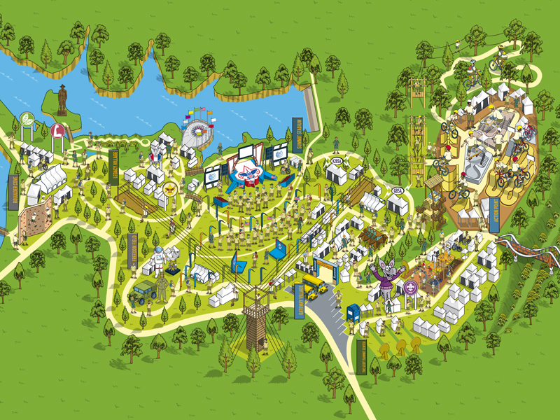 Boy's Life National Scout Jamboree Map Illustration by Rod Hunt on Dribbble