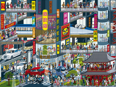 Top Gear Wheres Stig? Tokyo automotive cars cityscape detail illustration illustrator isometric japan pixel art tokyo travel vector