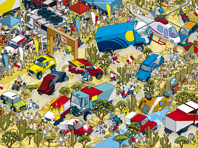 Top Gear Where's Stig? Motorsport Madness - Dakar Rally book cars detail graphic illustration illustrator isometric motorsport pixel art sport travel vector