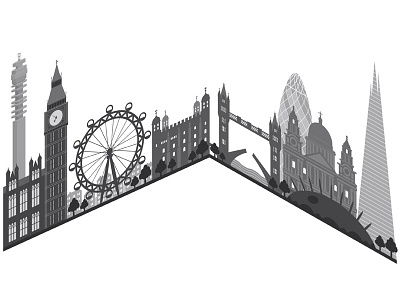 1st Byte London Cityscape Intro Illustration buildings city cityscape flat graphic illustration illustrator isometric landmarks london travel vector