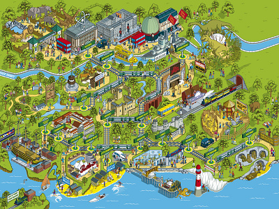 Southern Railway Adventure Map Advertising Campaign advert advertising illustration illustrator isometric map maps pixel art tourism travel vector