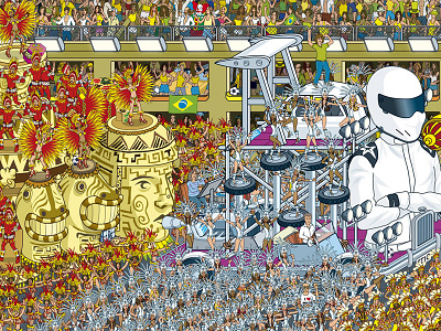 Rio Carnival - Top Gear Where's Stig? The World Tour - Detail books carnival crowd detail illustration illustrator isometric pixel art vector