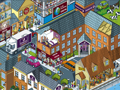 Whitbread PLC Daytime Illustration advertising buildings cityscape corporate illustration illustrator isometric pixel art places publishing vector website