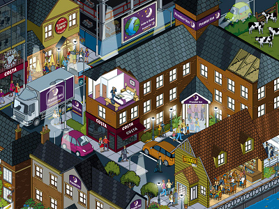 Whitbread PLC Night Illustration advertising buildings cityscape corporate illustration illustrator isometric marketing night pixel art publishing vector