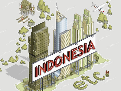 Indonesia Etc. Exploring the Improbable Nation - detail book book design buildings detail illustration illustrator isometric lettering letters travel type typography