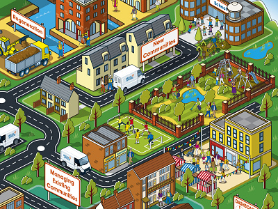 Places for People Group Structure Illustration - detail cityscape corporate illustration illustrator infographics information isometric pixel art vector
