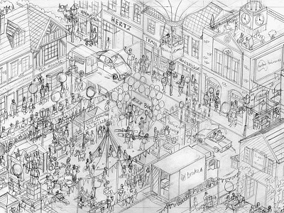 Nectar Business Superpoints Balloon Competition Pencil Rough detail illustration illustrator isometric map maps pencil pixel art rough