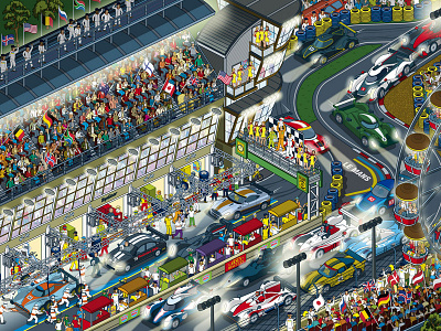 Top Gear Where's Stig? Le Mans 24hr Illustration detail illustration illustrator isometric map maps motorsport pixel art vector