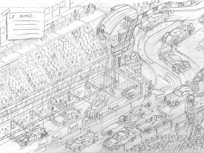 Top Gear Where's Stig? Le Mans 24hr Pencil Rough