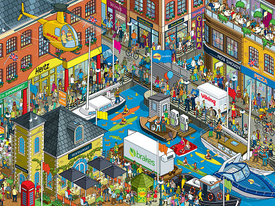 Nectar Business Superpoints Harbour Competition ads advertising cityscape crowds design detail graphic illustration isometric maps pixel art town