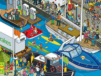 Nectar Business Superpoints Harbour Competition - detail ads advertising city crowds design detail graphic illustration isometric maps marketing pixel art