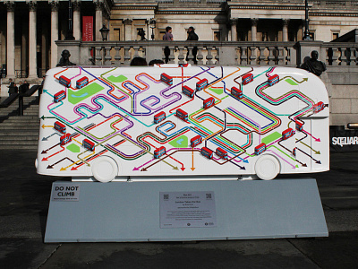 TfL Year of the Bus Sculpture Design in situ 1 design graphic illustration installation isometric maps pixel art sculpture