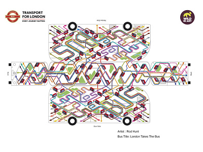 TfL Year of the Bus Sculpture Design Flat Plan design graphic illustration installation isometric maps pixel art sculpture