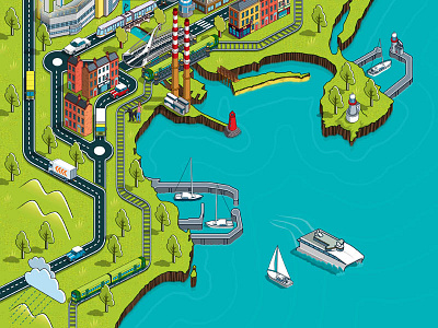 FBD Insurance Dublin Map Advertising Campaign Pt2 advert advertising city cityscape detail graphic illustration illustrator isometric map maps pixel art