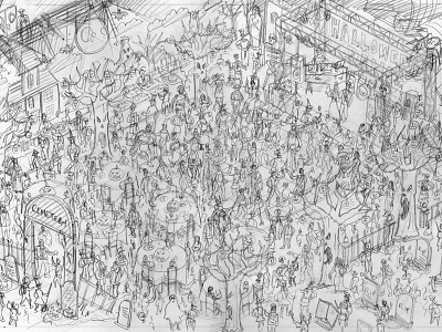 Goosebumps Film Where's The Creature? Original Pencil Rough art drawing drawn illustration illustrator isometric line pencil rough sketch wip