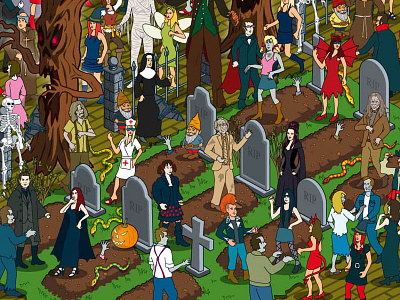 Detail 2 from Goosebumps Film Where's The Creature? Illustration characters design entertainment film game gaming hollywood illustration isometric movies people web