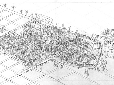 Santa Clara University Campus Map Pencil Rough art campus cartography design illustration line map maps pencil places rough wip