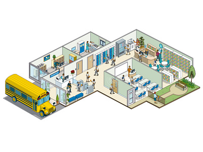 Ultra Electronics ID: Website Illustrations - Education buildings corporate detail education graphic illustration illustrator isometric marketing people pixel art security