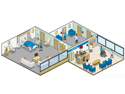 Ultra Electronics ID: Website Illustrations - Healthcare art buildings cutaway detail graphic healthcare illustration illustrator isometric marketing people pixel