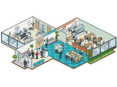 Ultra Electronics ID: Website Illustrations - Business art buildings business cutaway detail graphic illustration illustrator isometric marketing people pixel