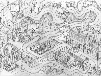 Macmillan Cancer Support‎:Healthcare Discussion Map Rough design detail healthcare illustration illustrator isometric pencil people wip