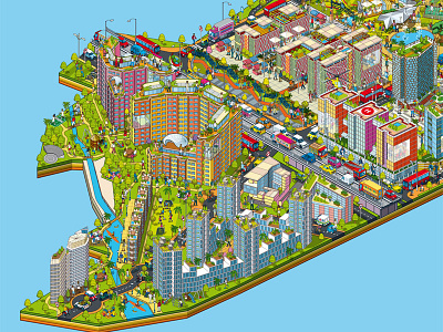 Detail: Bhartiya City Map Illustration 2015 Update advert advertising art campaign cityscape graphic illustration infographics isometric map maps pixel