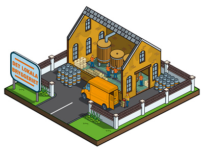 Small Craft Brewery: c/o Hops Magazine Editorial Illustration art business cityscape cutaway detail editorial illustration illustrator isometric magazine people pixel