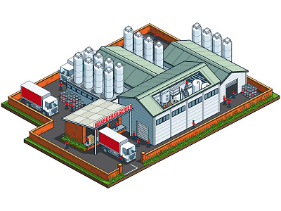 Large Industrial Brewery: c/o Hops Editorial Illustration art business cityscape cutaway detail editorial illustration illustrator isometric magazine people pixel art