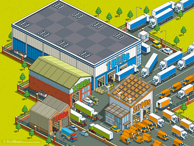 Property Week: Sheds Supplement Illustration business cover design editorial illustration isometric logistics magazine pixel art property transport