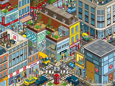 The Business of Fashion: GLocal - Fashion Brands Illustrations business cover design editorial fashion illustration isometric magazine pixel art retail