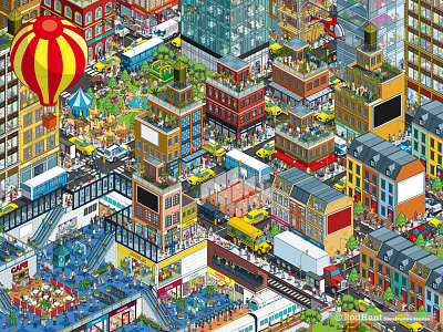 Expansive Cityscape Advertising Campaign Illustration - Pt 2 advert advertising architecture campaign city cityscape detail illustration illustrator isometric pixel art