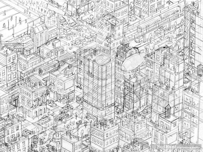 Expansive Cityscape Advertising Campaign Rough - Pt 1 by Rod Hunt on ...