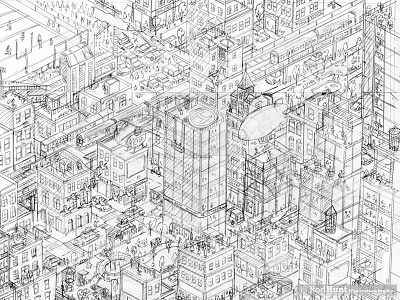 Expansive Cityscape Advertising Campaign Rough - Pt 1 By Rod Hunt On 