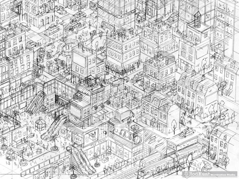 Expansive Cityscape Advertising Campaign Rough - Pt 2 by Rod Hunt on ...