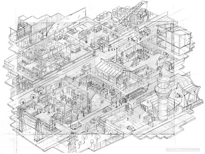 Morgan Sindall Site Set-Up Guide Rough Drawing branding business construction graphic guide identity illustration infographics information isometric map wip