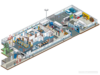 Morgan Sindall Site Set-Up Guide Illustration - JV Site branding business construction graphic guide identity illustration infographics information isometric map pixel art