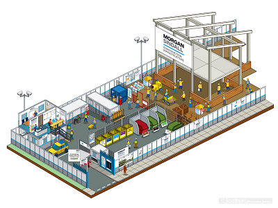 Morgan Sindall Site Set-Up Guide - Building Construction Site branding business construction graphic guide identity illustration infographics information isometric map pixel art