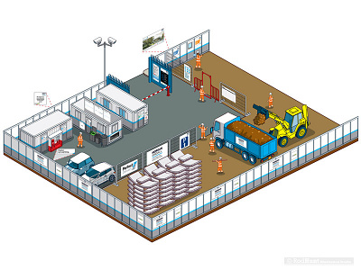 Morgan Sindall Site Set-Up Guide - Construction Site branding business construction graphic guide identity illustration infographics information isometric map pixel art