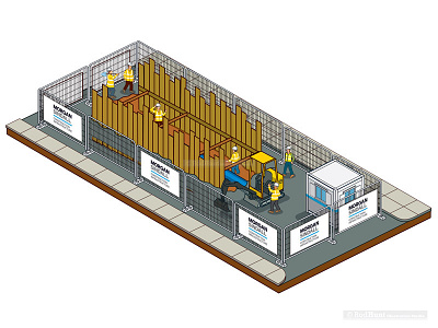 Morgan Sindall Site Set-Up Guide - Street Works branding business construction graphic guide identity illustration infographics information isometric map pixel art