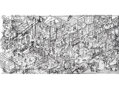 Pencil Rough. Can You Spot Pudsey? Children in Need drawing illustration illustrator isometric school wip