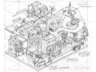 Vegetable Business: Multix Utility Vehicle Testimonials Rough advert advertising automotive business cars city cityscape illustration illustrator isometric travel wip