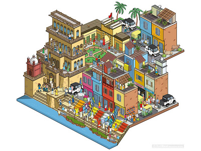 Laundry Business: Multix Utility Vehicle Testimonials Campaign advert advertising automotive business cars city cityscape illustration illustrator isometric pixel art travel