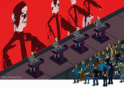 Music Lovers Unite. Delta Sky: Kraftwerk Spot Illustration