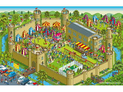 Castle: Daily Mail Great British £100,000 Treasure Hunt attraction graphic history illustration illustrator isometric maps pixel art places tourism travel