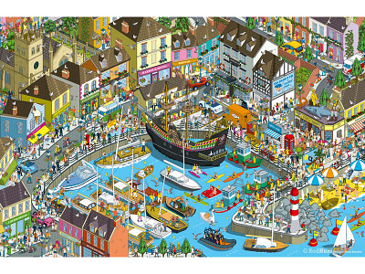 Brixham: Daily Mail Great British £100,000 Treasure Hunt cityscape design detail editorial game graphic illustration illustrator isometric landscape pixel art town