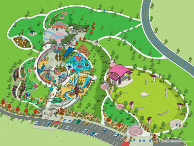 Centennial Central Park Map Illustration cartography design graphic illustration illustrator infographics information isometric map maps park way finding