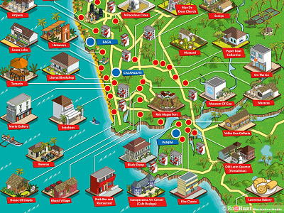 OYO Rooms Goa Map Illustration - Part 2 goa graphic illustration illustrator india isometric map maps pixel art tourism travel